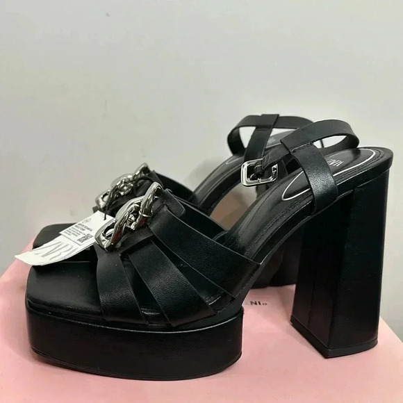 ZARA STRAPPY PLATFORM HEEL SANDALS SIZE 9US Black - Picture 6 of 13